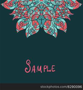 Half ethnic paisley ornament. Kaleidoscopic ornament. Template for menu, greeting card, invitation or cover.