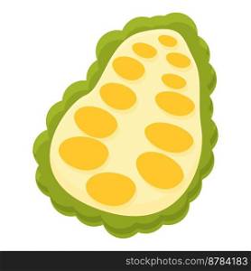 Half jackfruit icon cartoon vector. Ripe fruit. Summer food. Half jackfruit icon cartoon vector. Ripe fruit