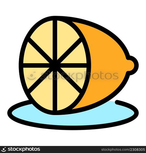 Half kitchen lemon icon. Outline half kitchen lemon vector icon color flat isolated. Half kitchen lemon icon color outline vector