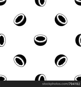 Half of coconut pattern repeat seamless in black color for any design. Vector geometric illustration. Half of coconut pattern seamless black