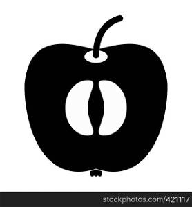 Half of fresh apple black simple icon. Half of fresh apple icon