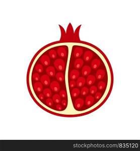 Half of pomegranate icon. Flat illustration of half of pomegranate vector icon for web isolated on white. Half of pomegranate icon, flat style
