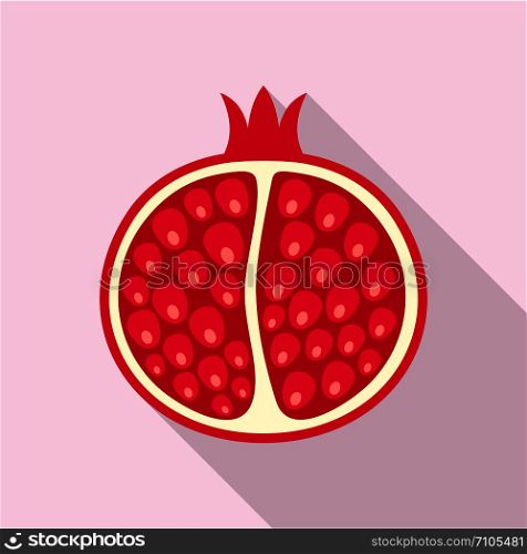 Half of pomegranate icon. Flat illustration of half of pomegranate vector icon for web design. Half of pomegranate icon, flat style
