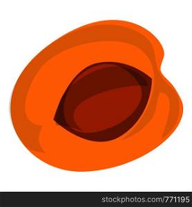 Half peach icon. Cartoon of half peach vector icon for web design isolated on white background. Half peach icon, cartoon style