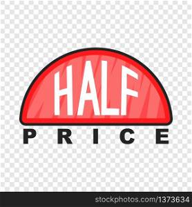 Half price label icon in cartoon style isolated on background for any web design . Half price label icon, cartoon style