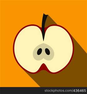 Half red apple icon. Flat illustration of half red apple vector icon for web on yellow background. Half red apple icon, flat style