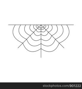 Half spider web isolated on white background. Halloween spiderweb element. Cobweb line style. Vector illustration for any design.