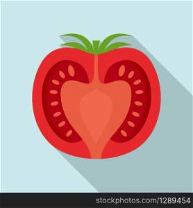 Half tomato icon. Flat illustration of half tomato vector icon for web design. Half tomato icon, flat style