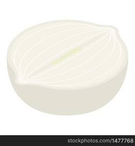 Half white onion icon. Isometric of half white onion vector icon for web design isolated on white background. Half white onion icon, isometric style