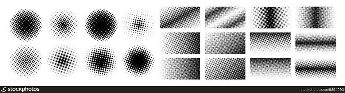 Halftone collection. Halftone different shape. Halftone, isolated. Vector illustration