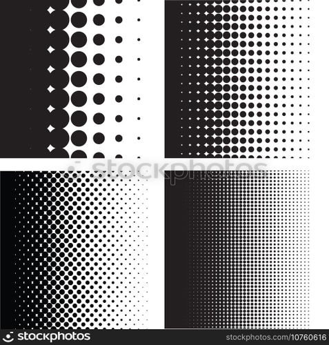 Halftone dots pattern gradient set in vector format