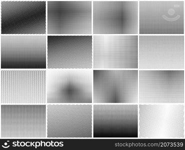 Halftone dots texture set. Grainy textures, dot gradient pattern. Textured circles background, black small round lines recent vector collection. Illustration texture pattern, grunge abstract dot. Halftone dots texture set. Grainy textures, dot gradient pattern. Textured circles background, black small round lines recent vector collection