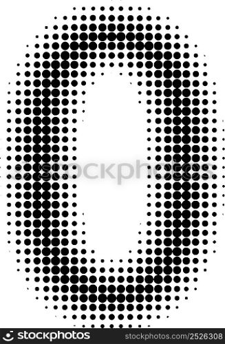 Halftone effect numbers. Dotted font numbers 0 zero