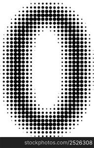 Halftone effect numbers. Dotted font numbers 0 zero