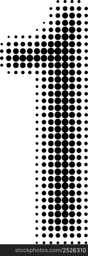 Halftone effect numbers. Dotted font numbers 1 one