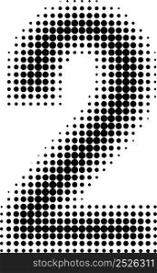 Halftone effect numbers. Dotted font numbers 2 two