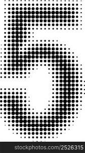 Halftone effect numbers. Dotted font numbers 5 five