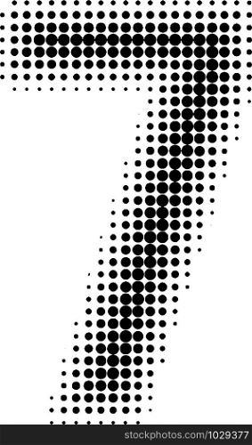 Halftone effect numbers. Dotted font numbers 7 seven