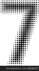 Halftone effect numbers. Dotted font numbers 7 seven