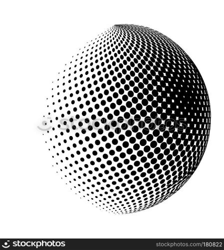 halftone globe, sphere vector logo symbol, icon, design. abstract dotted globe illustration isolated on white background.;