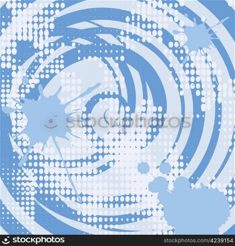 Halftone grunge spiral blue background vector illustration.