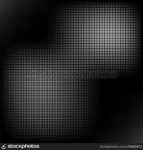 Halftone. Halftone Isolated on Black Background. Dotted Abstract Texture. Dirty Damaged Spotted Circles Pattern.