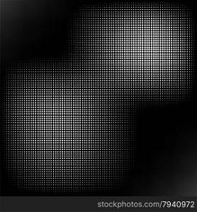 Halftone. Halftone Isolated on Black Background. Dotted Abstract Texture. Dirty Damaged Spotted Circles Pattern.
