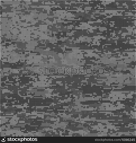 Halftone Pattern. Set of Dots. Dotted Texture on Black Background. Overlay Grunge Template. Distress Linear Design. Fade Monochrome Points. Pop Art Backdrop.