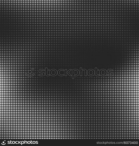 Halftone seamless vector background. Abstract halftone effect with white dots on black background. Halftone seamless vector background. Abstract halftone effect with white dots on black background.