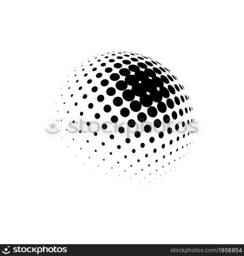 Halftone sphere dotted vector illustration. Circle halftone patterns dots logo.. Halftone sphere dotted vector illustration. Circle halftone patterns dots logo. Globe vector illustration.