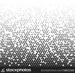 Halftone vector background.Filled with black triangles .Long fade out. Randomly collapsing.. Halftone vector background. Filled with black triangles .