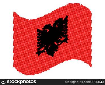 Halftone Wave National flag of Albania Vector illustration eps10.. Halftone Wave National flag of Albania Vector illustration eps10