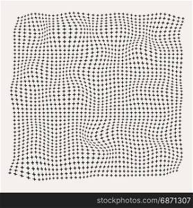 Halftone waves plus symbol pattern on old white background, rough surface, Vector Illustration