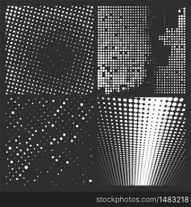 Halftone white pattern isolated on a black background. Vector illustration.. Halftone white pattern isolated on a black background. Vector illustration
