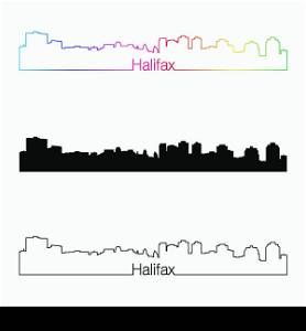 Halifax skyline linear style with rainbow in editable vector file