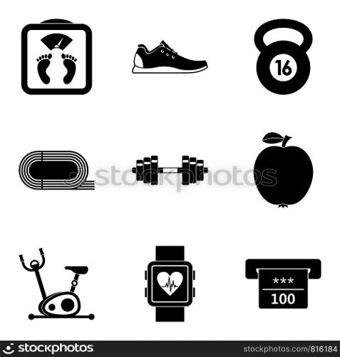 Hall for running icons set. Simple set of 9 hall for running vector icons for web isolated on white background. Hall for running icons set, simple style