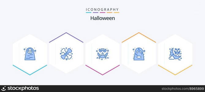 Halloween 25 Blue icon pack including halloween. halloween. sign. ghost. smiley