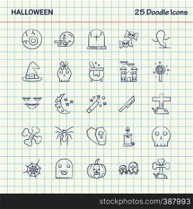 Halloween 25 Doodle Icons. Hand Drawn Business Icon set