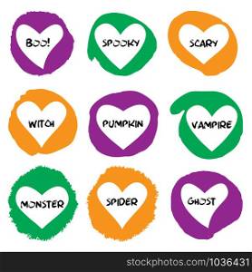 Halloween autumn decoration with hearts in vector. Decor for print and web, wrapping paper design template.