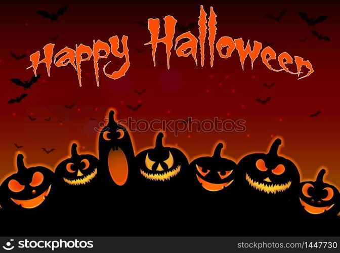 Halloween background Pumpkins Face. Vector