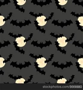 Halloween background. Seamless pattern with moon, bats