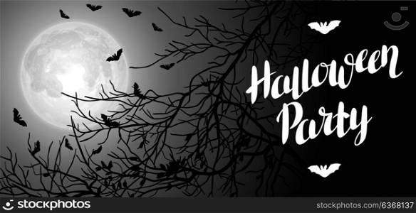 Halloween background with moon and tree branches. Invitation to party or greeting card. Halloween background with moon and tree branches. Invitation to party or greeting card.