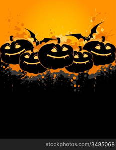 Halloween background with pumpkin and bat