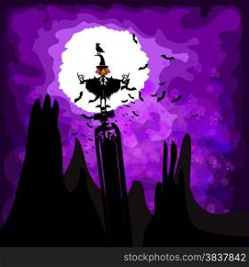 halloween background with scarecrow