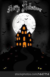 Halloween background with scary house. Vector