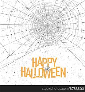 Halloween background with spider web and text