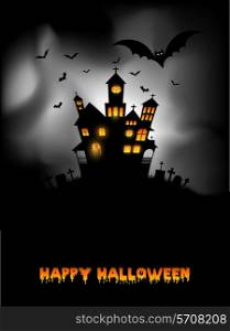 Halloween background with spooky haunted house