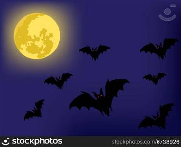 halloween backgrounds. bats silhouette . vector night, moon