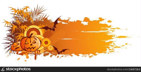 Halloween banner with pumpkin and grunge background