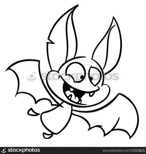 Halloween bat. Vector cartoon bat icon. Coloring book